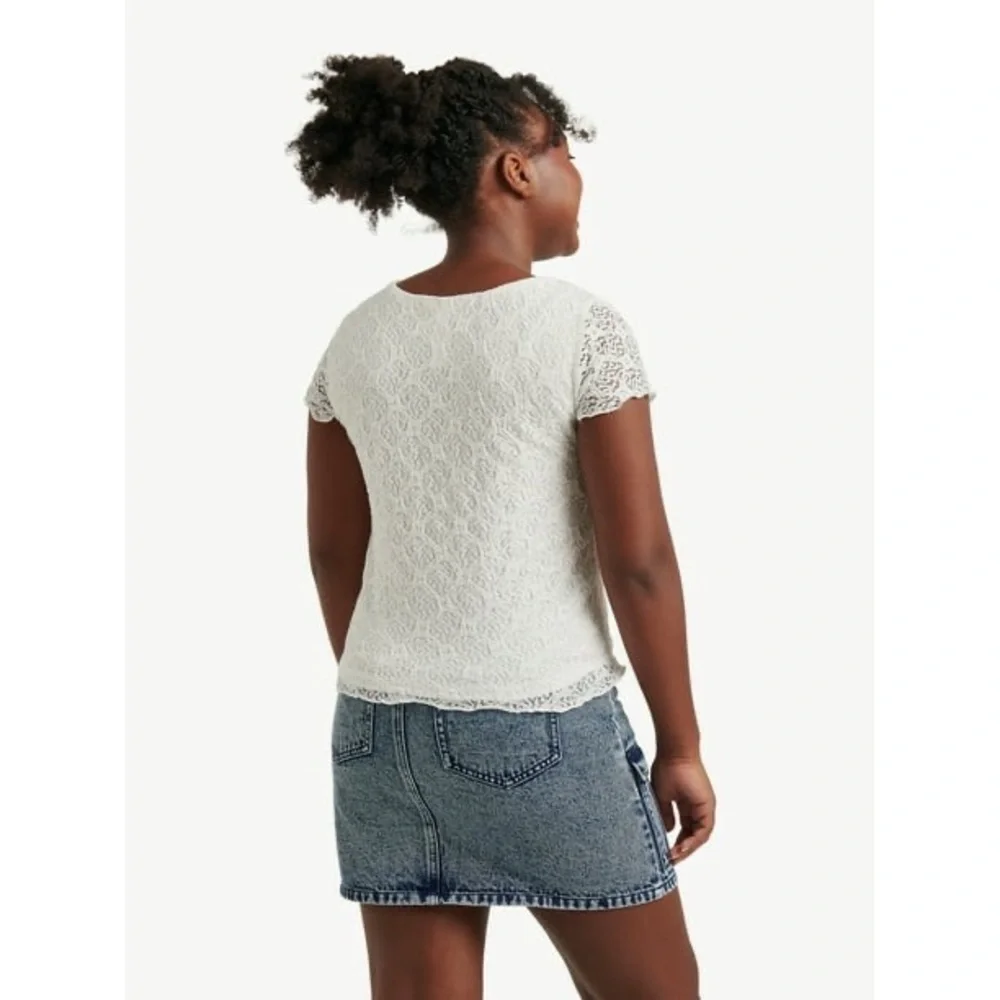 Justice Girls Lace Tee White Size Large 12/14
